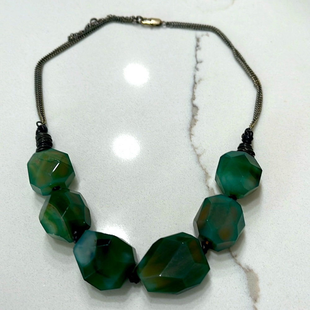 Agate Green Tumble Stone Necklace/Choker.